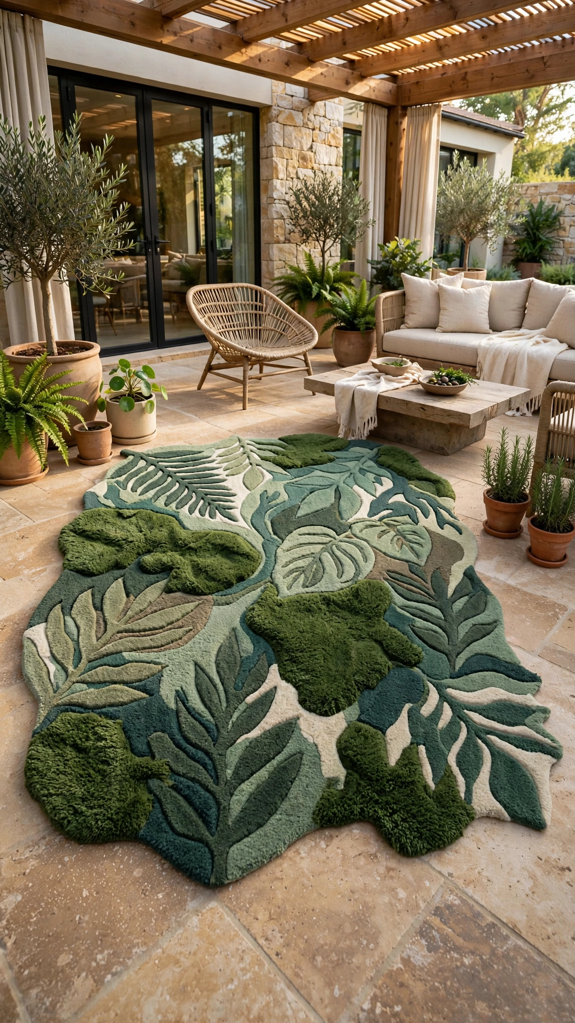 Green jungle area rug